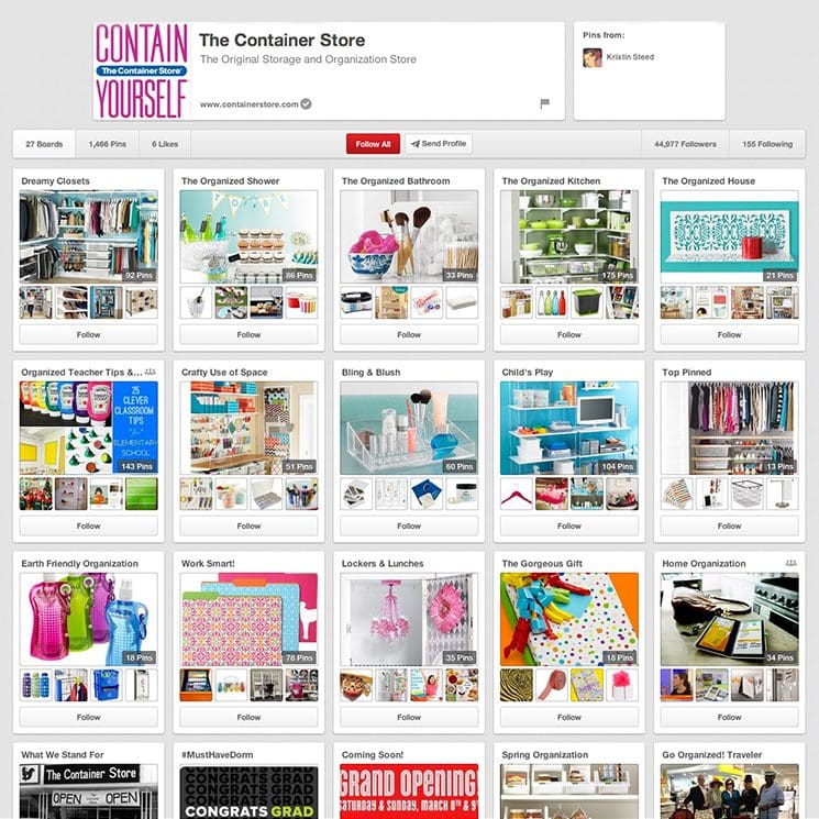 container store pinterest boards