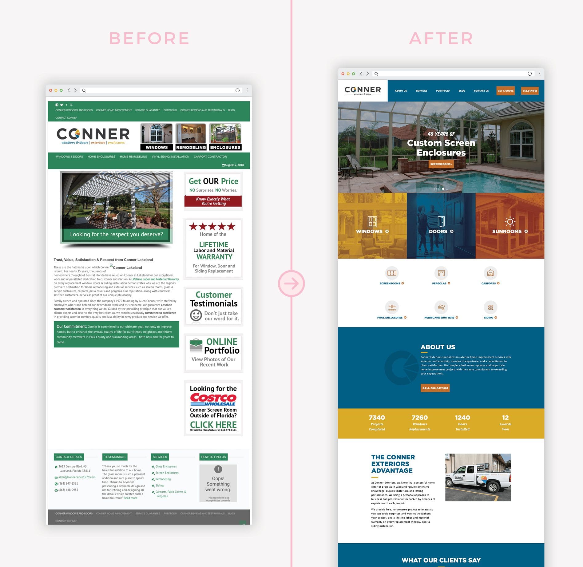 website redesign before and after