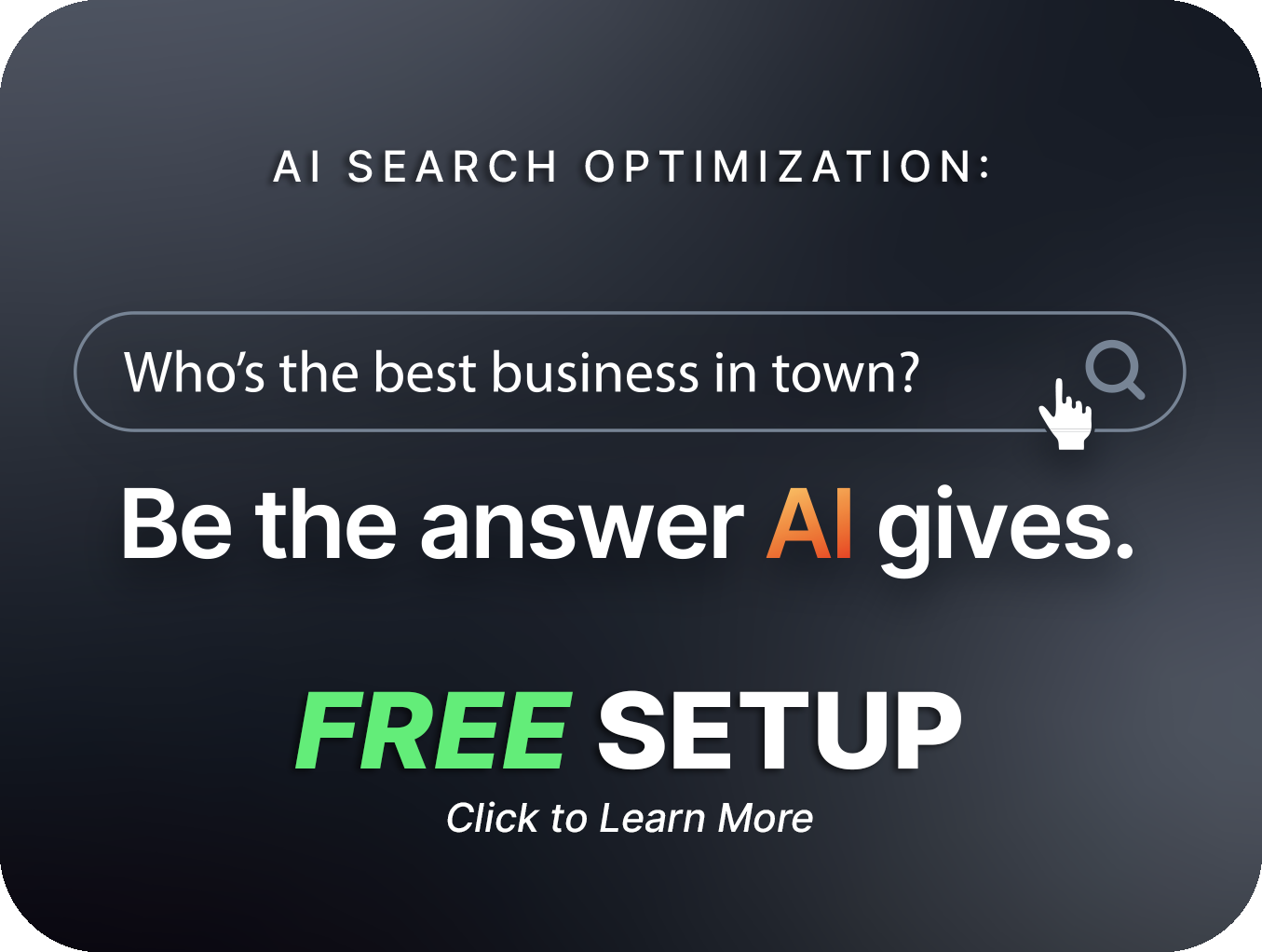 AI Search Optimization promotion offering free setup from Nice Branding Agency